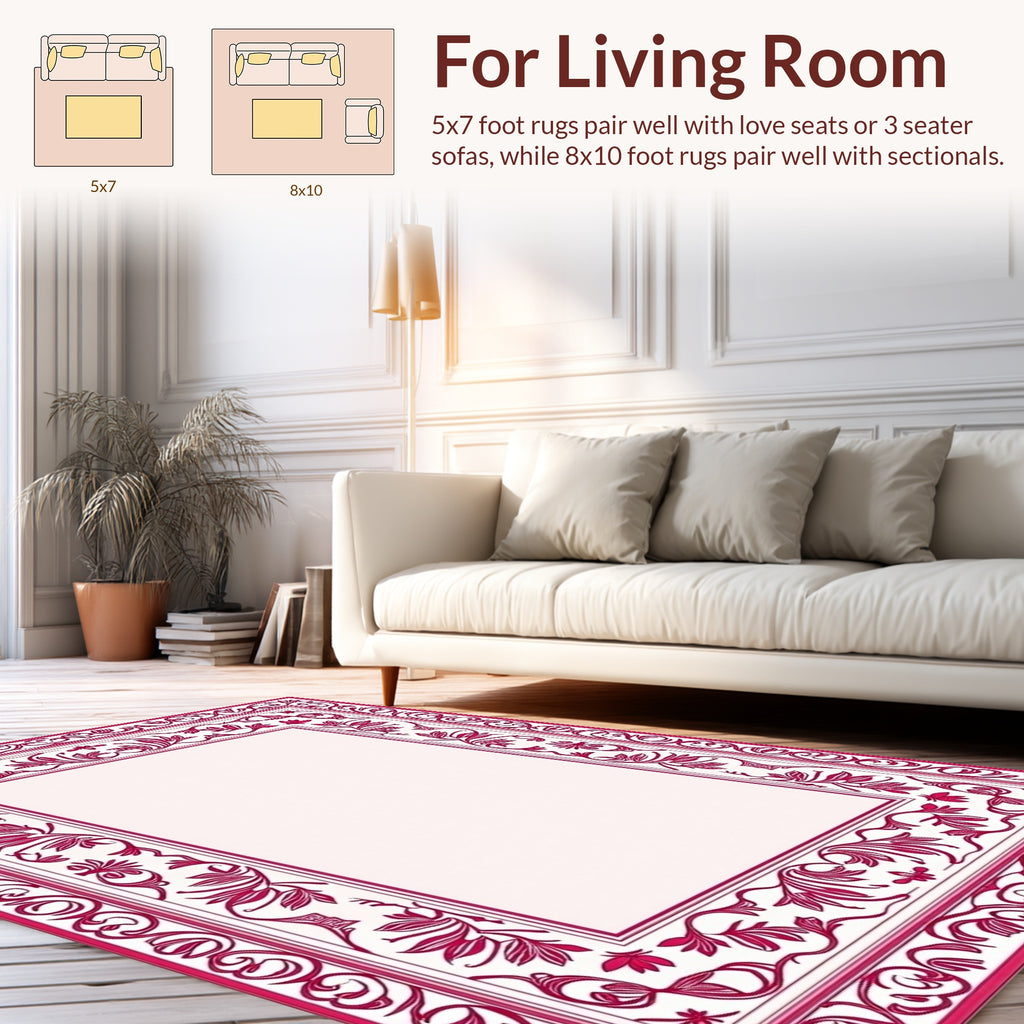 Elegant Floral Vines Frame Rug