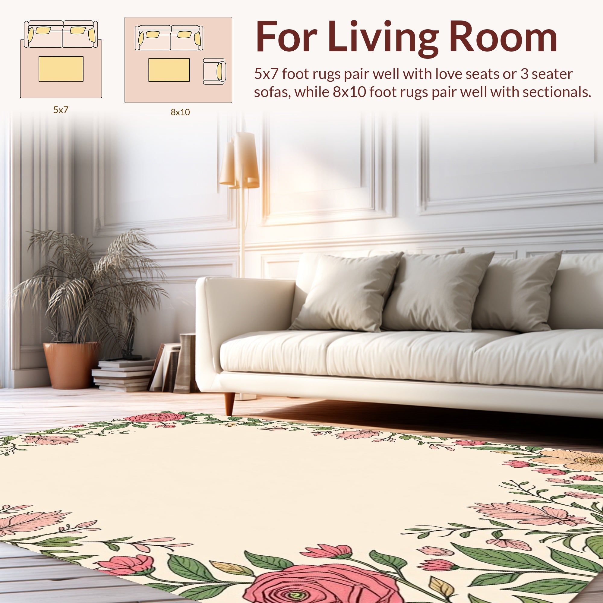 Whimsical Floral Vine Pattern Rug