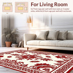 Elegant Red Floral Medallion Pattern Rug