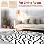 Abstract Wavy Black White Lines Design Rug