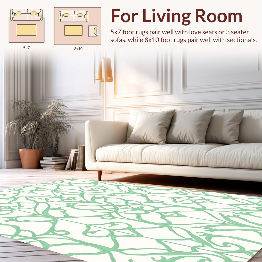 Abstract Flowing Green Pattern Rug