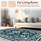 Classic Floral Scrollwork Teal Area Rug