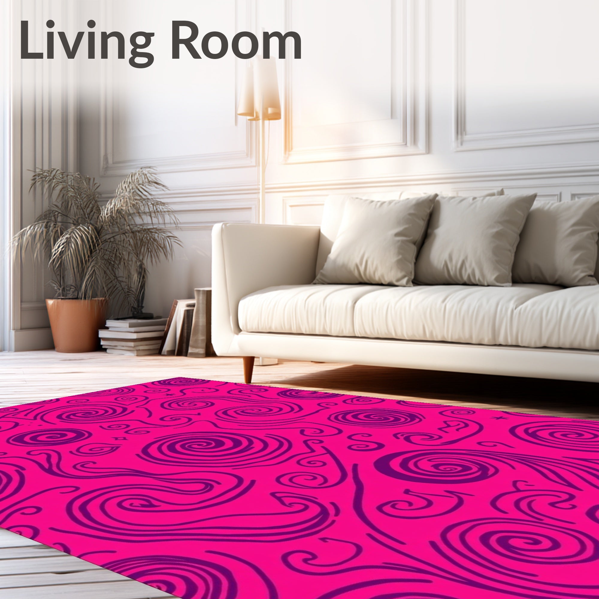 Vivid Pink Swirl Abstract Pattern Rug