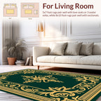 Gold Floral Scrollwork Emerald Rug