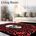 Crimson Skull Rococo Scrollwork Rug