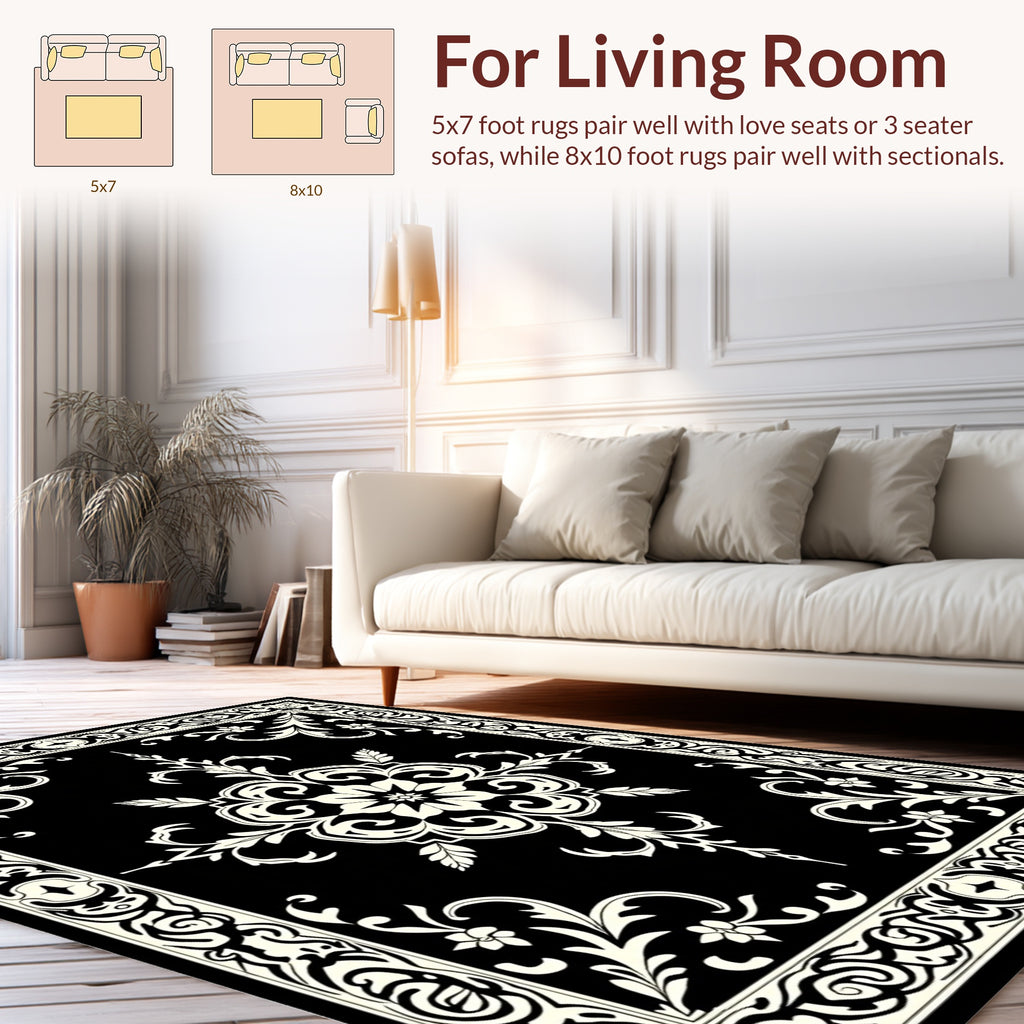 Classic Floral And Vine Scroll Design Rug