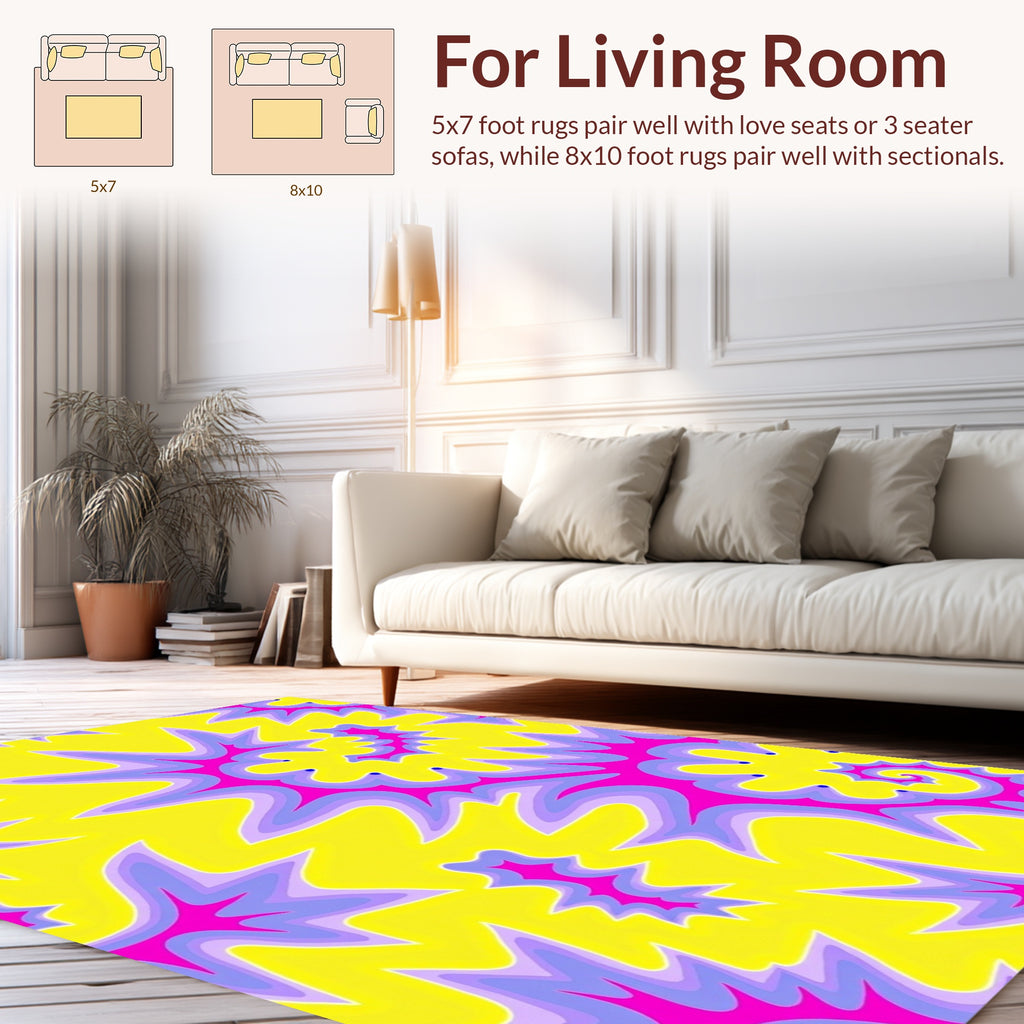 Psychedelic Swirls Vivid Yellow Pattern Rug