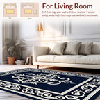 Elegant Ivory Scrollwork Motif Rug