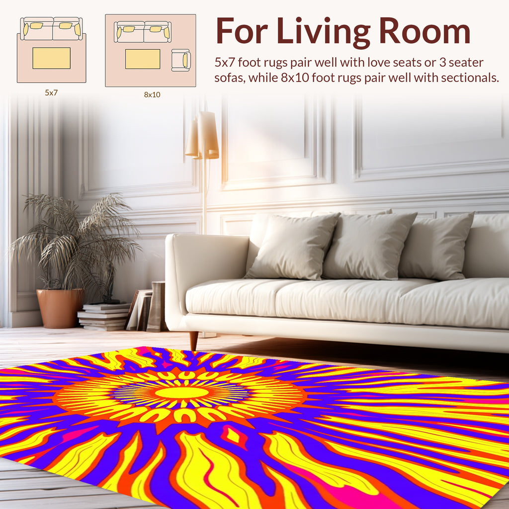 Psychedelic Sunburst Vivid Pattern Rug