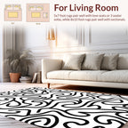 Abstract Black Swirl Pattern Rug