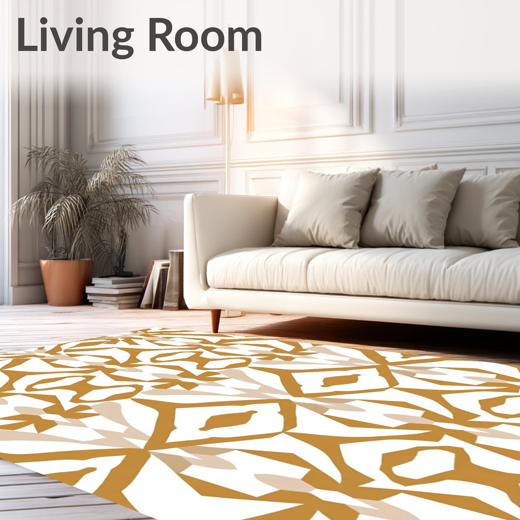 Amber Gold Abstract Geometric Pattern Rug