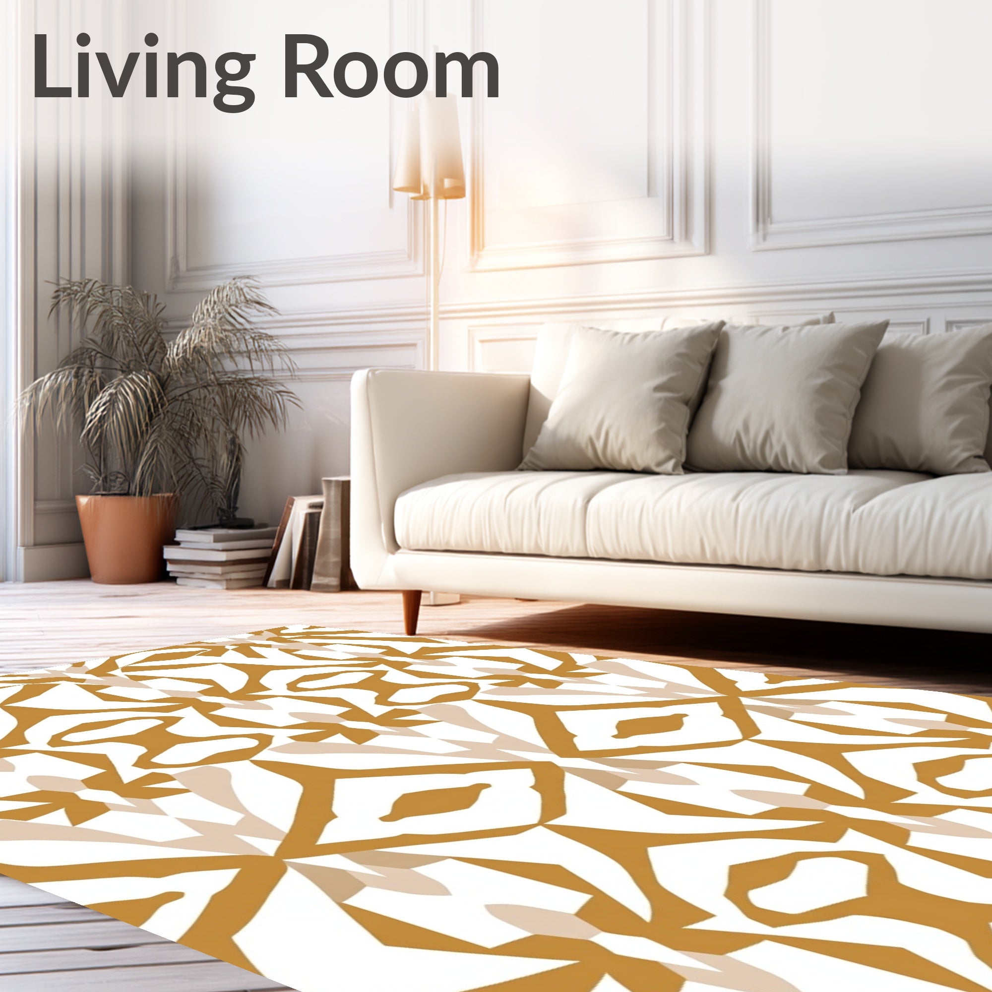 Amber Gold Abstract Geometric Pattern Rug