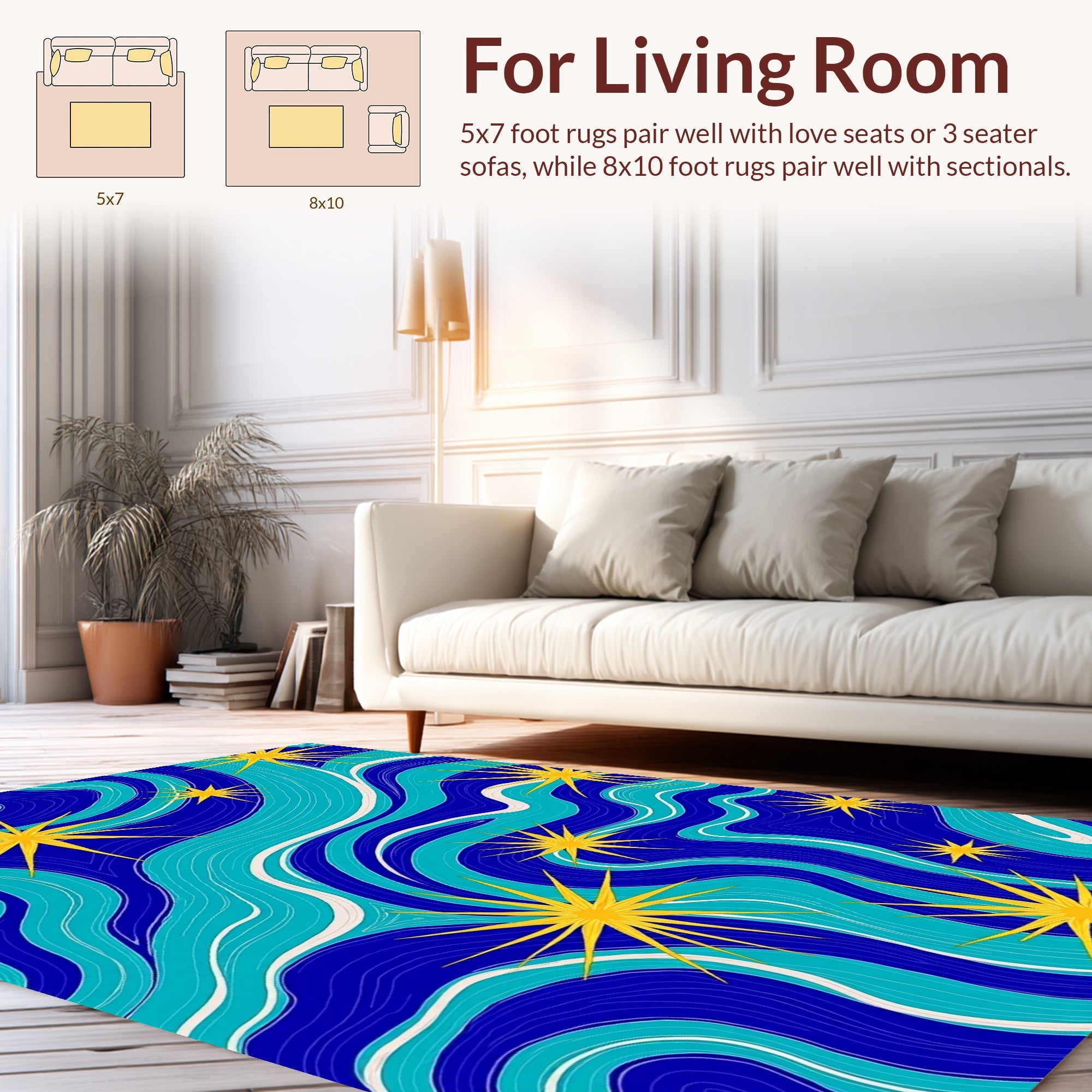 Abstract Starburst Swirl Design Rug