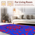 Vibrant Red Blue Mandala Design Rug