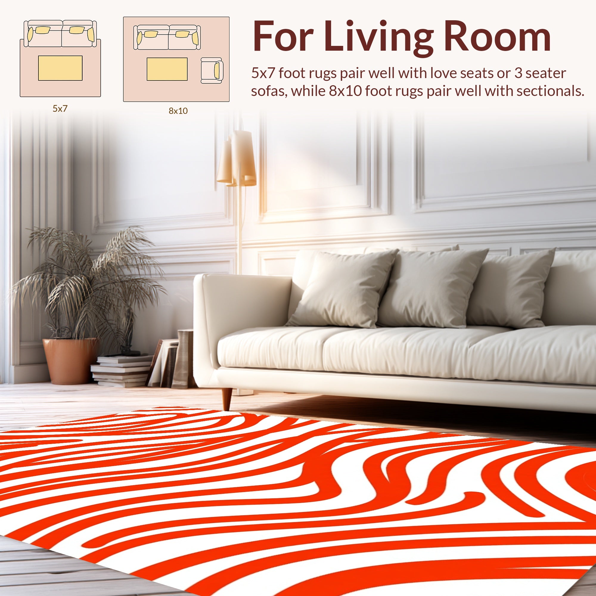 Orange Wavy Line Pattern Rug