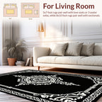 Intricate Black White Mandala Patterned Rug