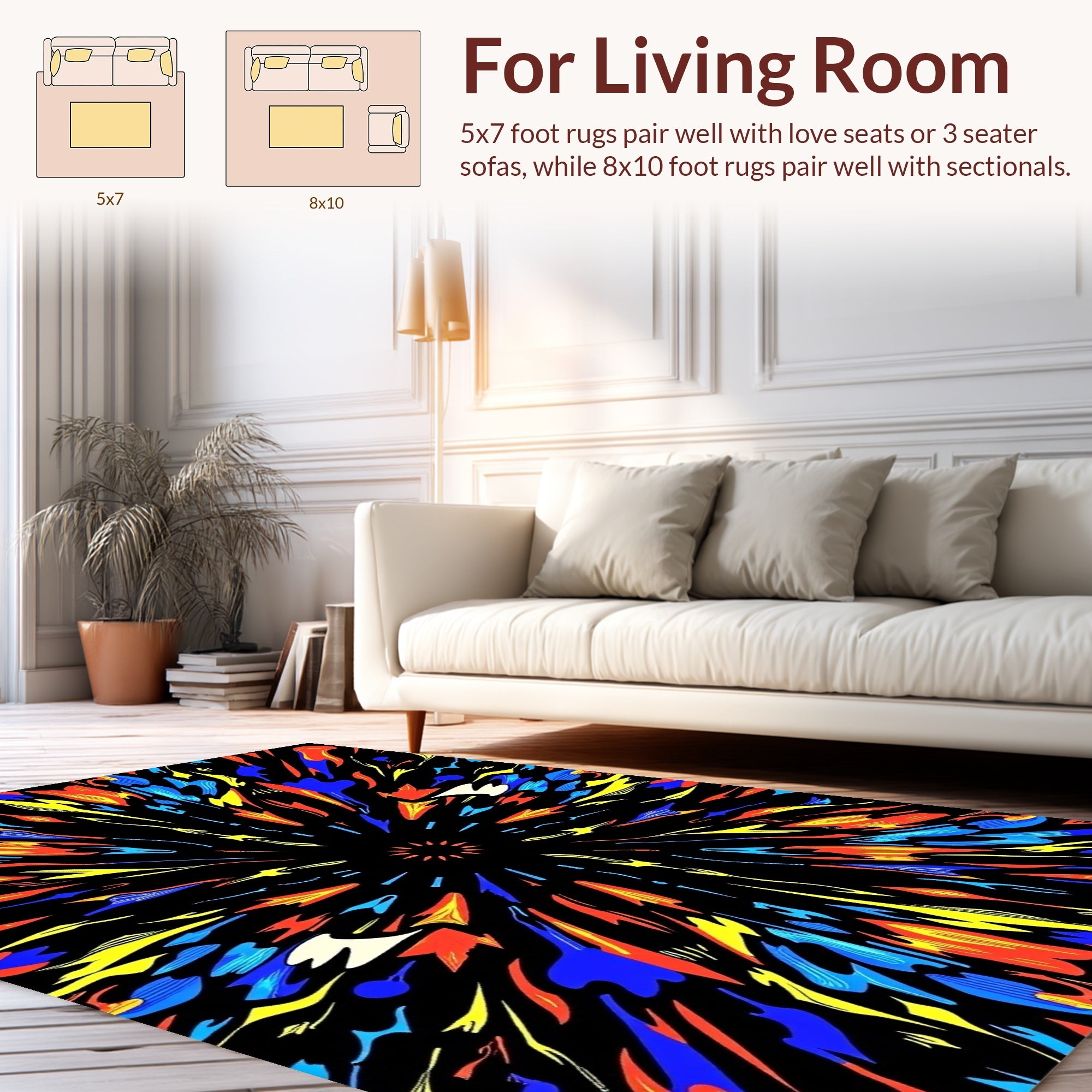 Explosive Colorburst Radial Art Rug