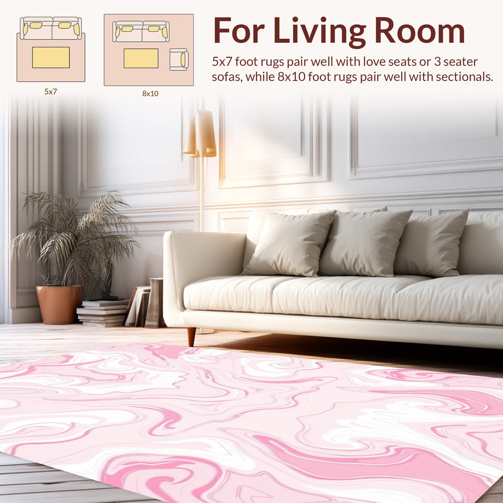 Soft Pink Swirl Marble Pattern Rug