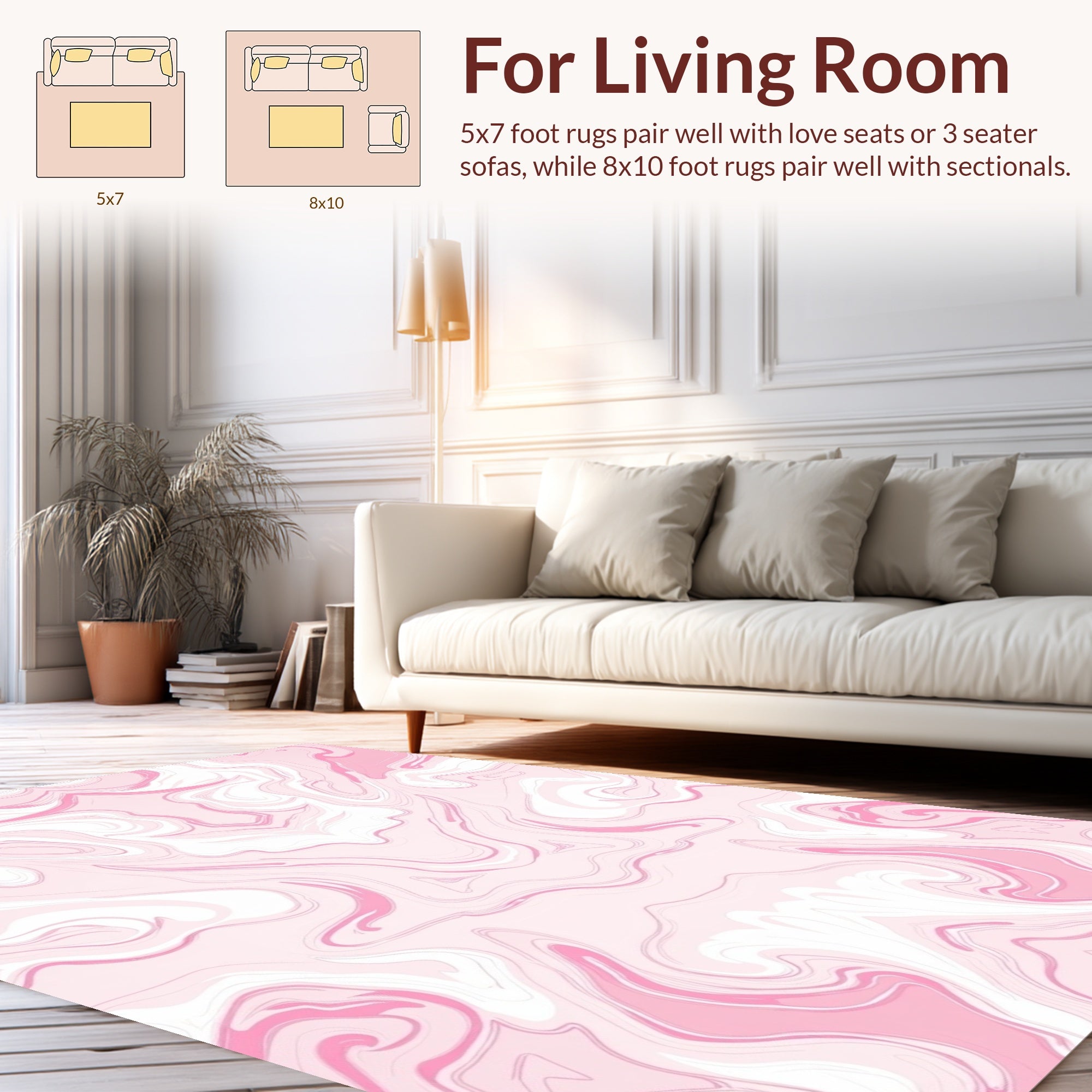 Soft Pink Swirl Marble Pattern Rug