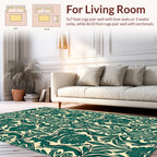 Emerald Green Damask Pattern Rug