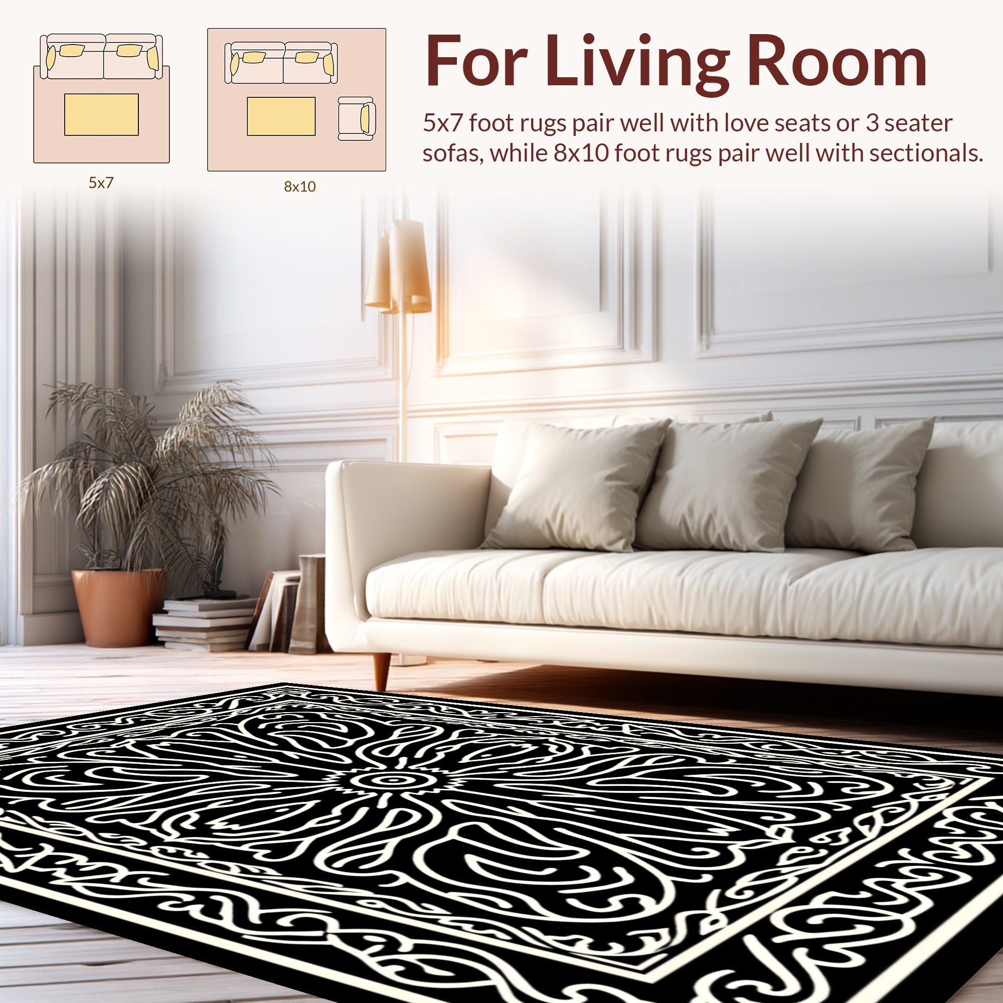 Intricate Floral Scrollwork Symmetry Rug