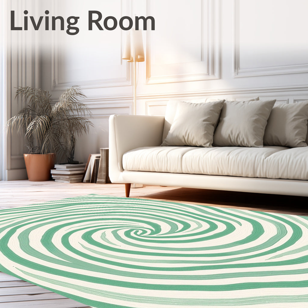 Mint Green Swirl Abstract Rug