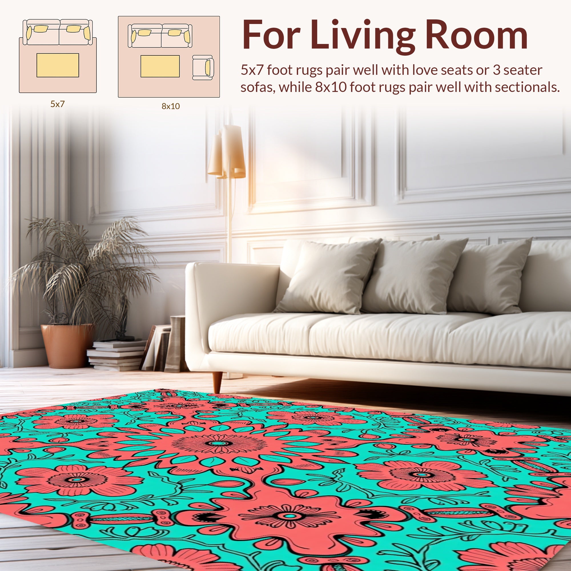 Coral Floral Repeating Pattern Rug