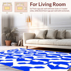 Bold Blue White Interlocking Geometric Pattern Rug
