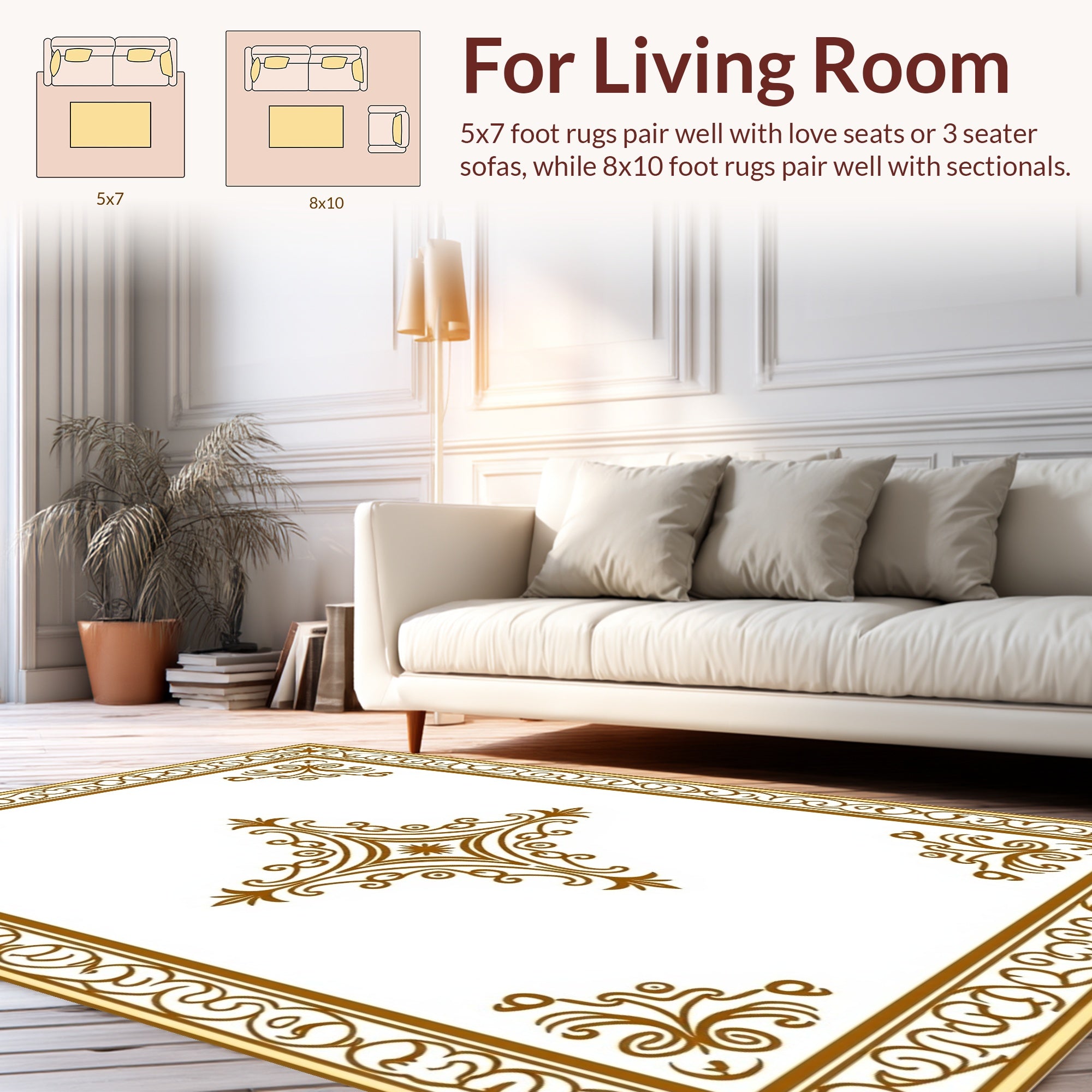 Ornate Medallion Scrollwork and Border Design Rug