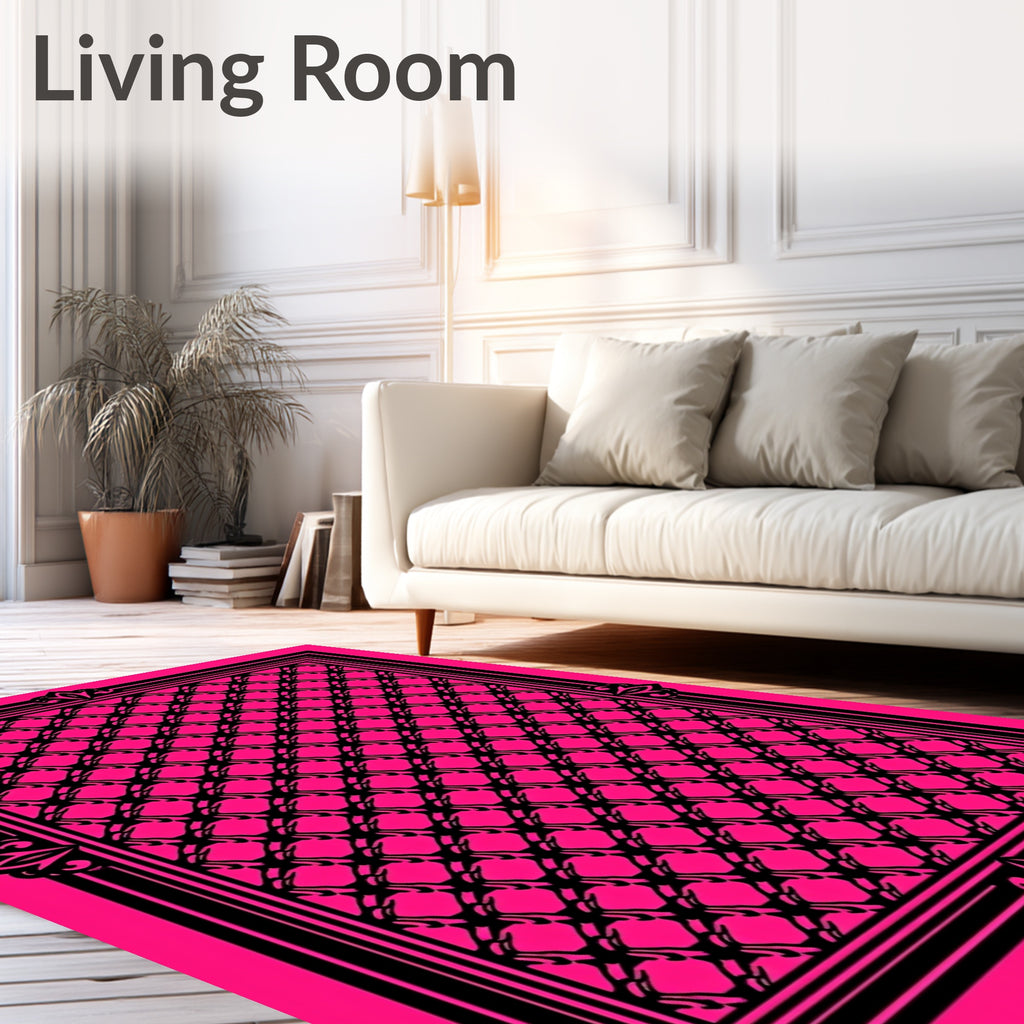 Hot Pink Lattice Border Rug