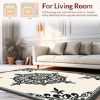 Classic Black White Medallion Pattern Rug