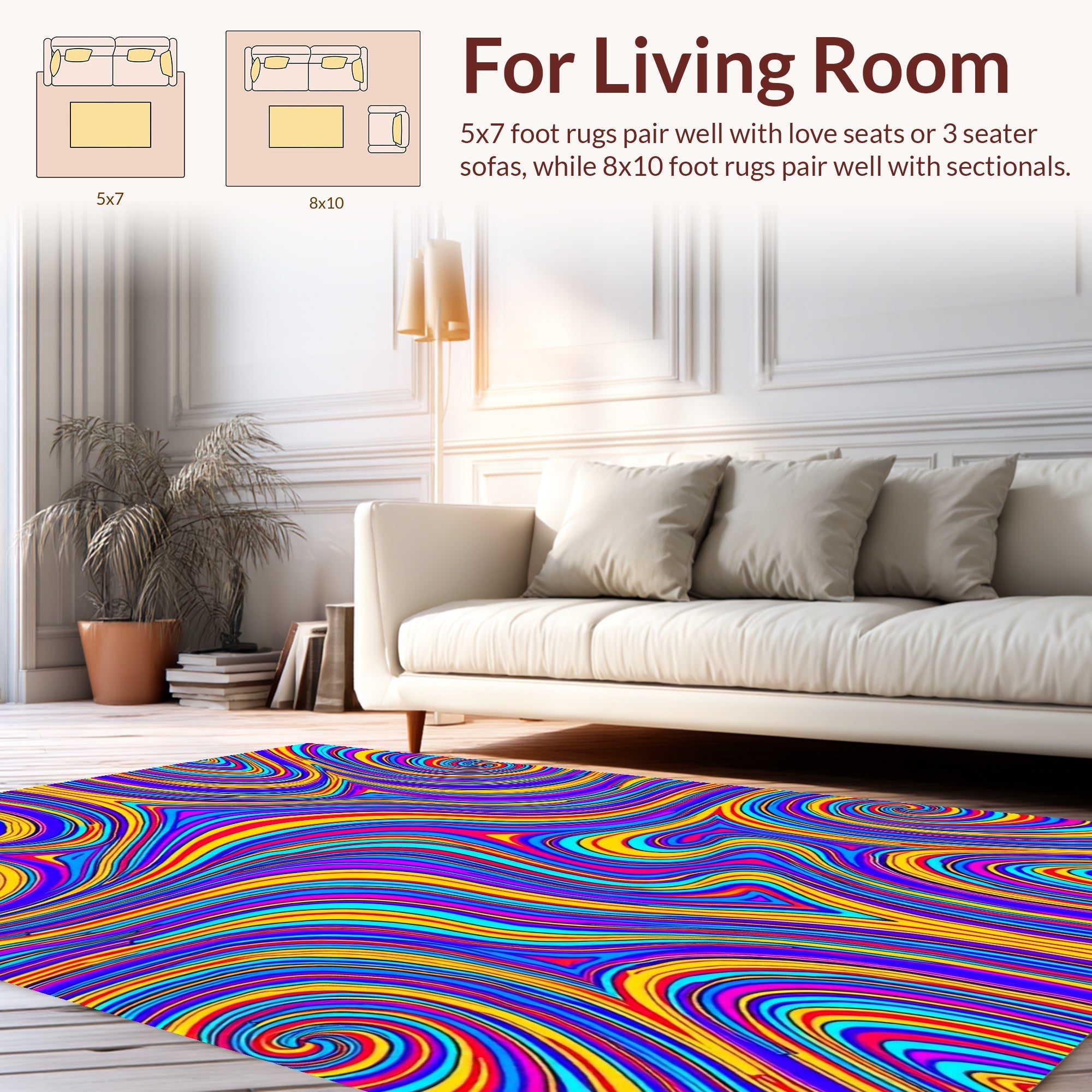 Vibrant Swirl Patterned Psychedelic Rug