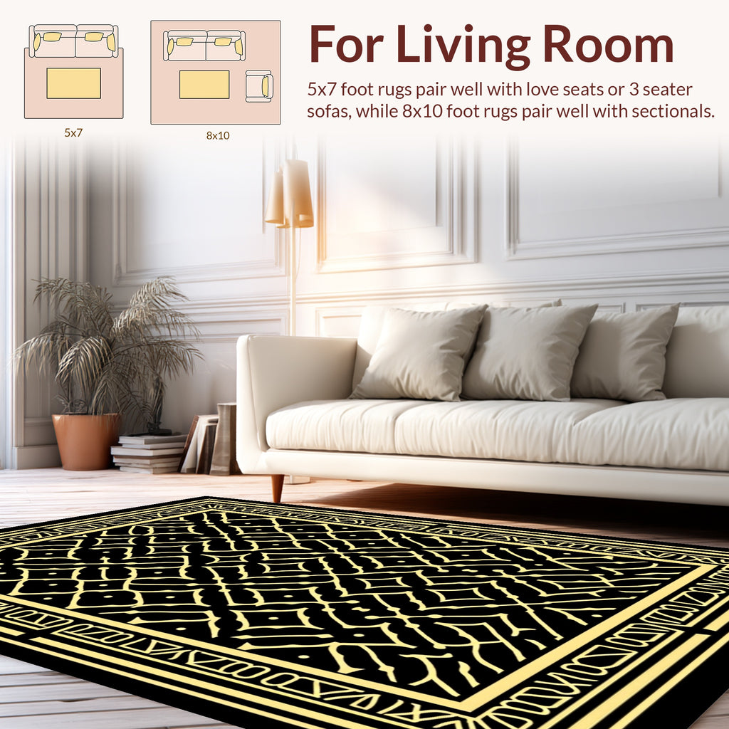 Abstract Geometric Gold Pattern Rug