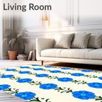 Classic Blue Floral Garland Repeating Rug
