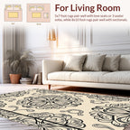 Classic Floral Mandala Black and Tan Design Rug