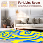 Bold Blue Yellow Wavy Swirl Rug