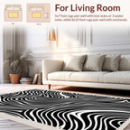 Organic Black And White Swirl Pattern Rug