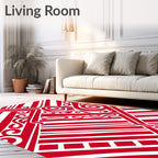 Red White Bold Swirl Stripe Rug