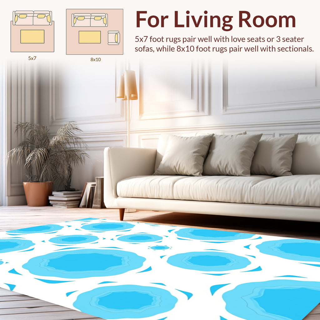 Blue Ring Snowflake Pattern Rug