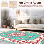 Vintage Floral Medallion Aqua Rug