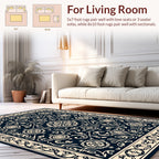 Dark Floral Medallion Patterned Rug
