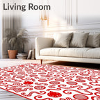 Red Ribbon And Ornament Collage Rug