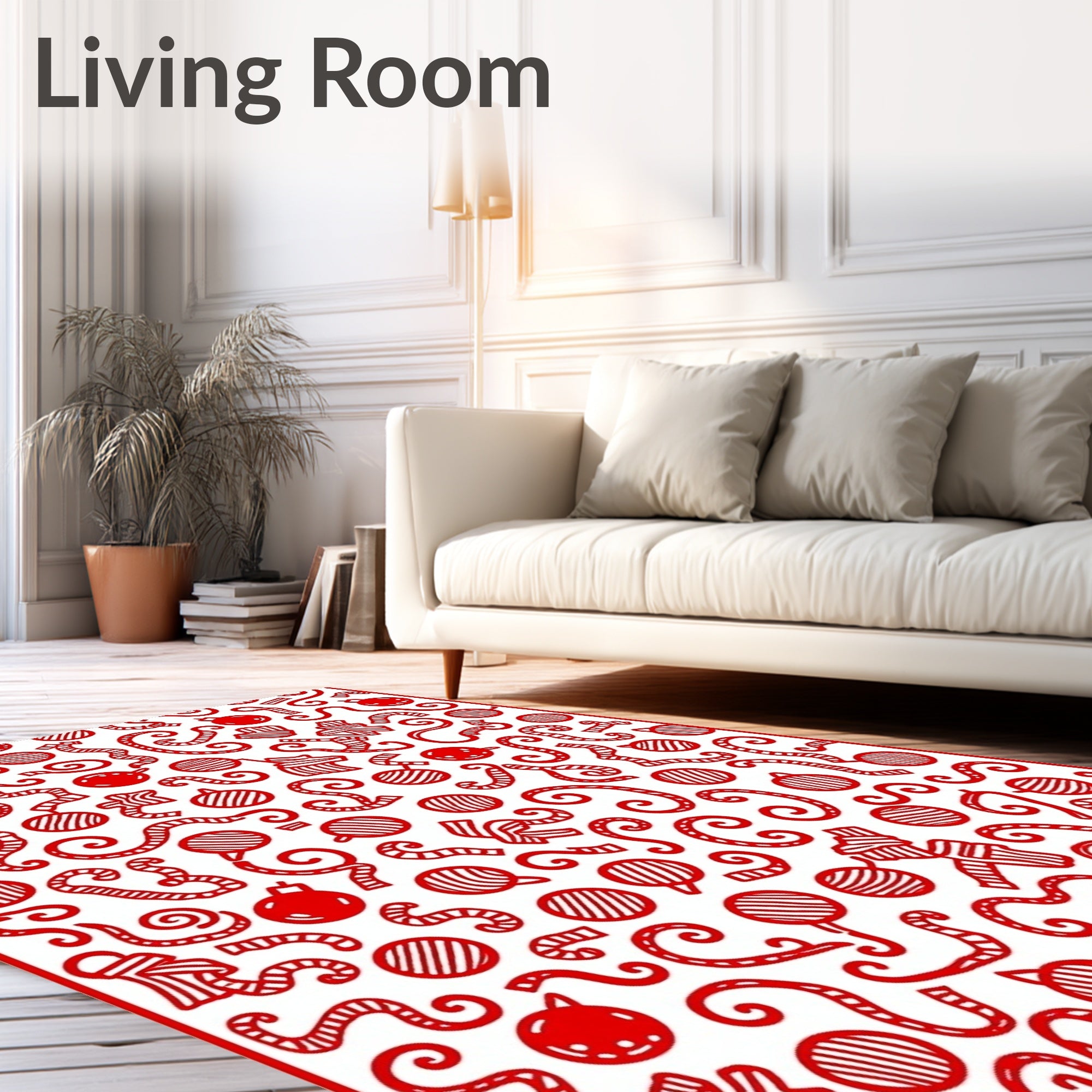 Red Ribbon And Ornament Collage Rug