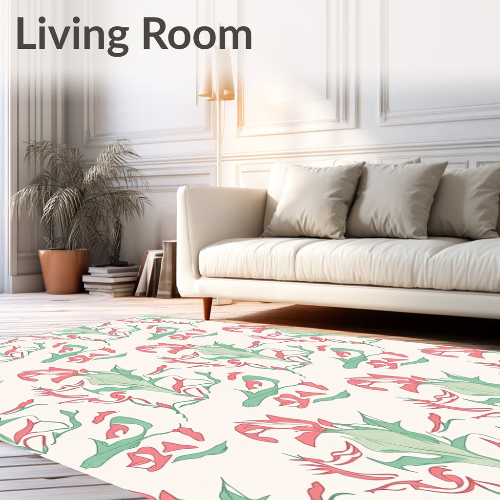 Stylized Floral Swirl Pattern Design Rug