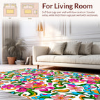 Whimsical Floral Swirl Pattern Rug