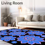 Blue Lavender Floral Medallion Arrangement Rug