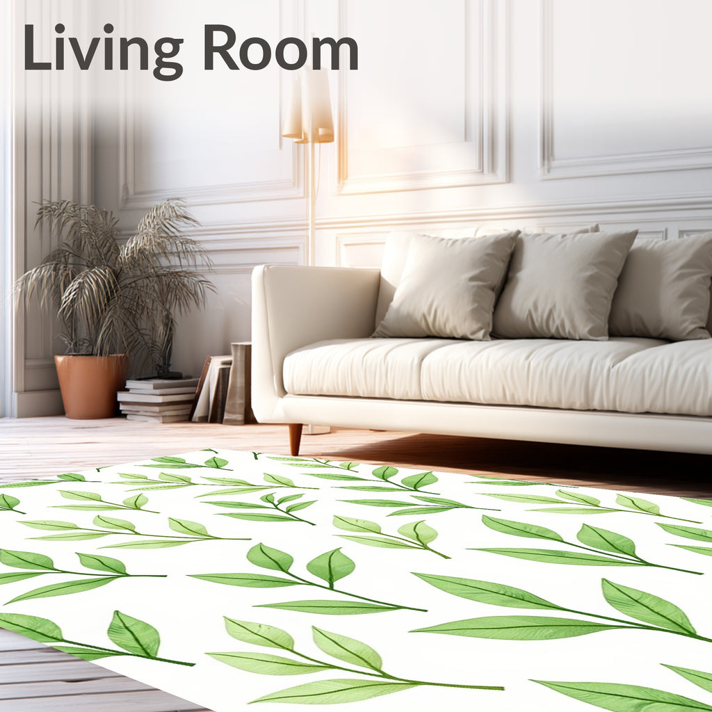 Verdant Green Leafy Branches Repeating Rug