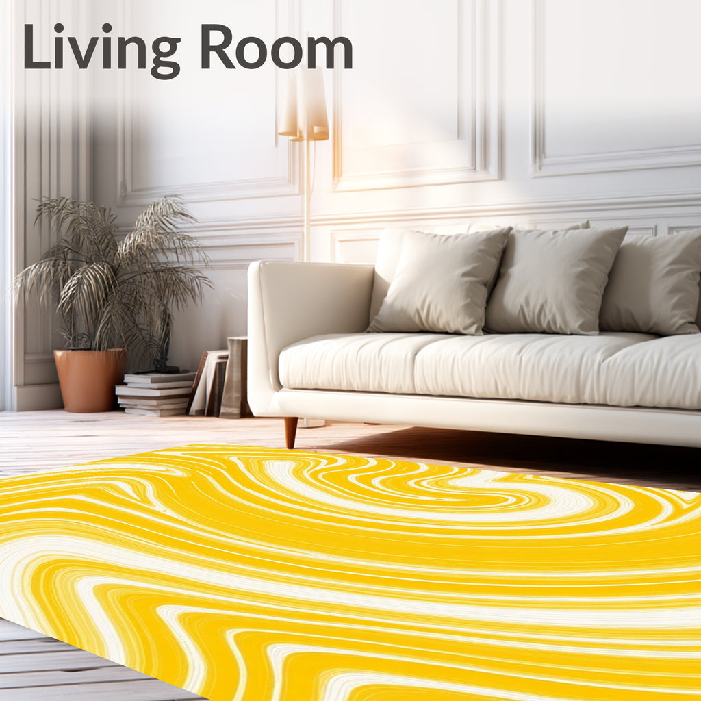 Golden Swirl Marble Pattern Rug