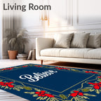 Festive Red Berry Leaf Frame Rug