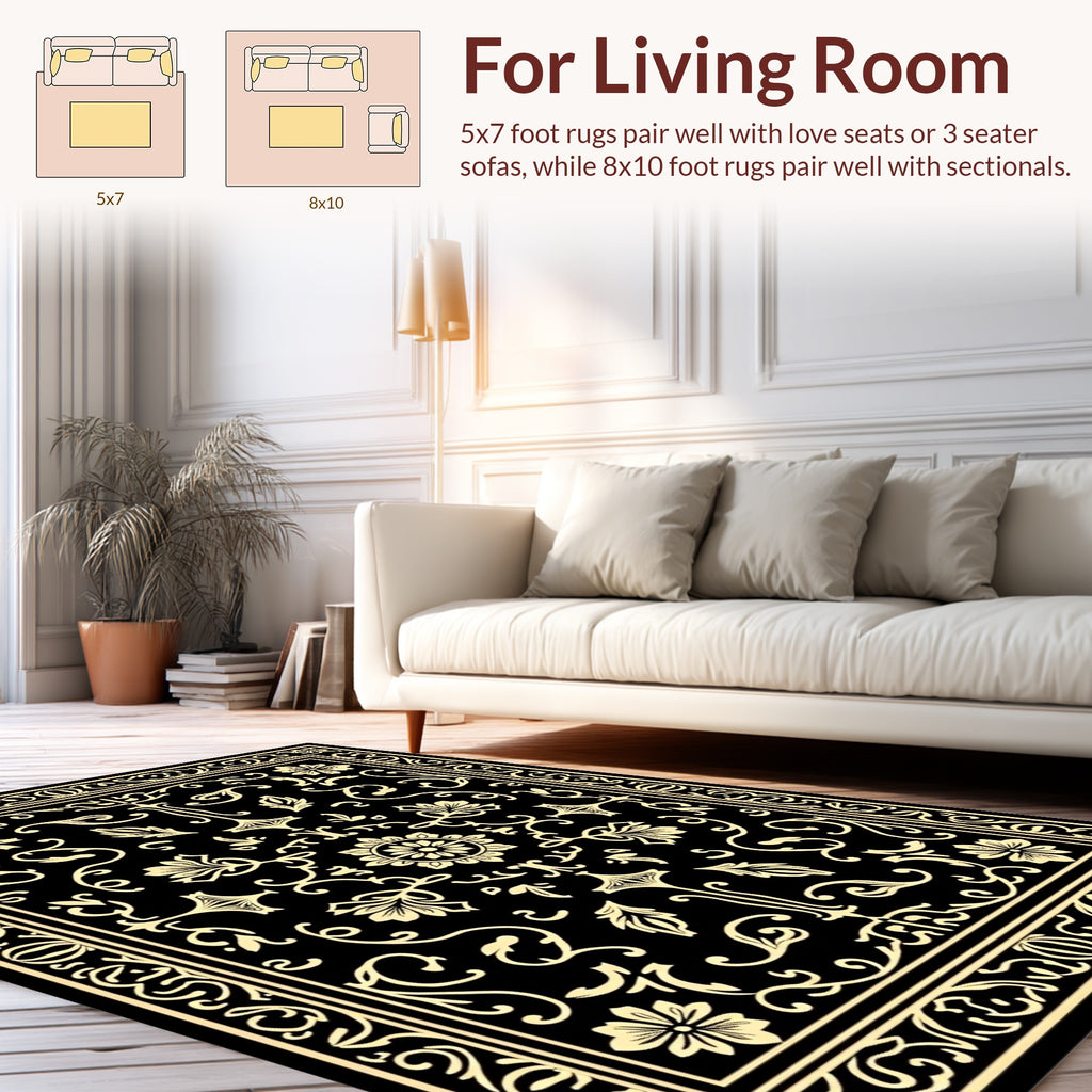 Elegant Floral Scrollwork Pattern Rug